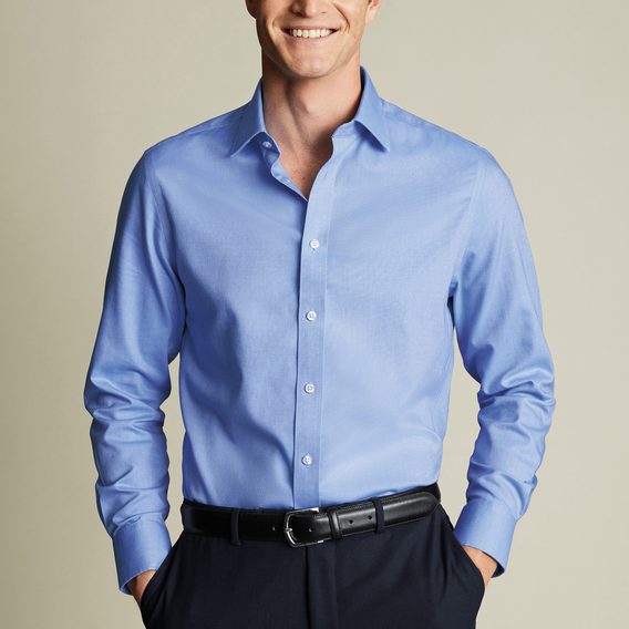 Charles Tyrwhitt Non-Iron Royal Oxford Shirt — Ocean Blue