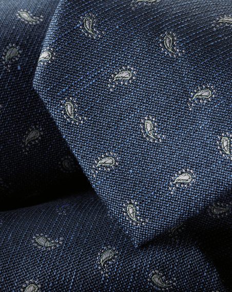 Charles Tyrwhitt Silk Linen Paisley Tie — Indigo