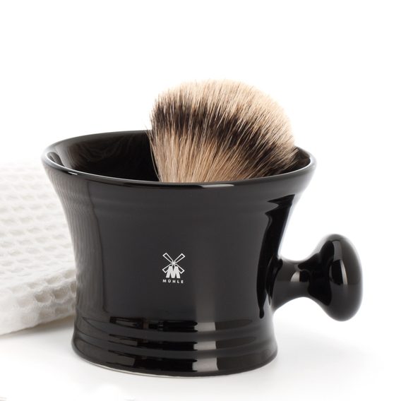 Tazza da barba in porcellana con manico Mühle - nera