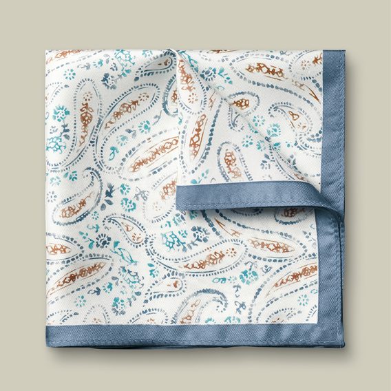 Charles Tyrwhitt Silk Paisley Pocket Square — Ivory