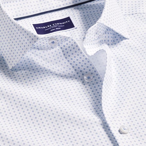 Charles Tyrwhitt Non-Iron Stretch Micro Print Shirt — Light Blue