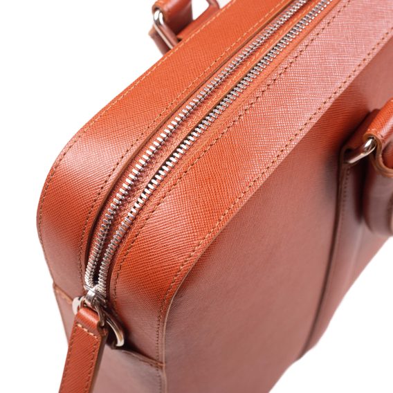 Borsa in pelle per portatile John & Paul - cognac