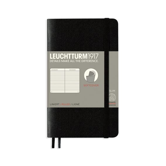 Taccuino tascabile LEUCHTTURM1917 Pocket Softcover Notebook - A6, copertina morbida, a righe, 123 pagine