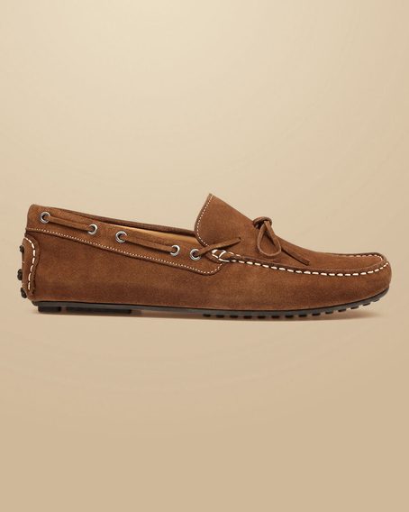 Charles Tyrwhitt Suede Driving Loafers — Tobacco Brown
