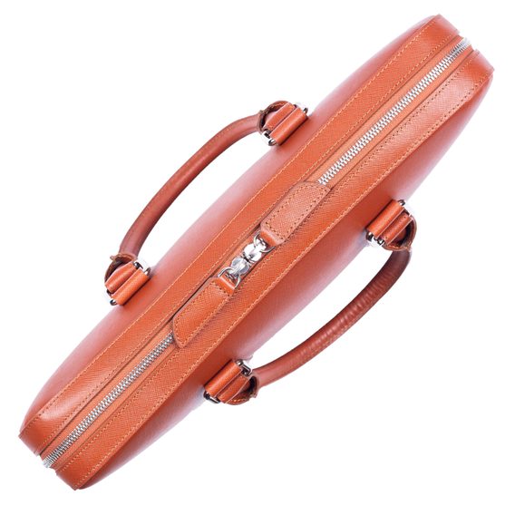Borsa slim in pelle per portatile John & Paul - cognac