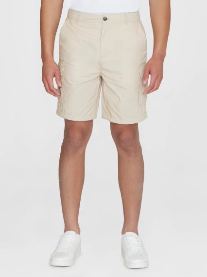 KnowledgeCotton Apparel FIG Cargo Poplin Shorts — Feather Gray