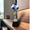 Eminent Silver and Blue Soccer Trophy