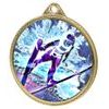 Ski Jump 3D Texture Print Full Color 2 1/8&quot; Medal - Gold