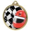 Motorsports Helmet and Flag Color Texture 3D Print Gold Medal