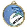 Netball 3D Texture Print Full Color 2 1/8&quot; Medal - Gold