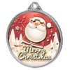Merry Christmas Santa 3D Texture Print Full Color 2 1/8 Medal - Silver