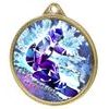 Snowboarding 3D Texture Print Full Color 2 1/8&quot; Medal - Gold