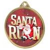 Santa Run (Red) Christmas 3D Texture Print Full Color 2 1/8 Medal - Gold