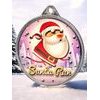 Santa Run (Pink) Christmas 3D Texture Print Full Color 2 1/8 Medal - Silver