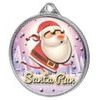 Santa Run (Pink) Christmas 3D Texture Print Full Color 2 1/8 Medal - Silver