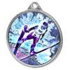 Ski Jump 3D Texture Print Full Color 2 1/8&quot; Medal - Silver