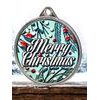 Merry Christmas 3D Texture Print Full Color 2 1/8 Medal - Silver