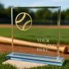 Titanium Glass and Metal Fusion Baseball Trophy