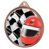 Motorsports Helmet and Flag Color Texture 3D Print Bronze Medal