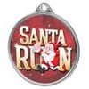 Santa Run (Red) Christmas 3D Texture Print Full Color 2 1/8 Medal - Silver