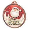 Merry Christmas Santa 3D Texture Print Full Color 2 1/8 Medal - Bronze