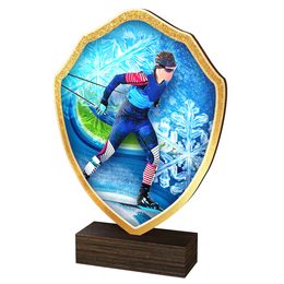 Arden Cross-Country Skiing Real Wood Shield Trophy