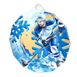 Polygon Stainless Steel Ice Hockey Medal