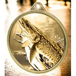 Pike Fishing Texture Classic Print Gold Medal