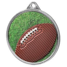 Gridiron Football Color Texture 3D Print Silver Medal