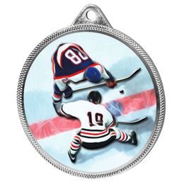 Ice Hockey Color Texture 3D Print Silver Medal