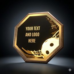 HEX Metal & Wood Floorball Plaque