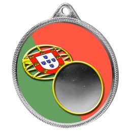 Portugal Flag Logo Insert Silver 3D Printed Medal