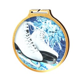 Habitat White Ice Skating Boots Gold Eco Friendly Wooden Medal