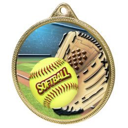 Softball Color Texture 3D Print Gold Medal