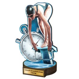 Grove Female Swimmer Real Wood Trophy