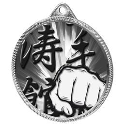 Martial Arts Fist Classic Texture 3D Print Silver Medal