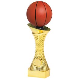 Gold Basketball Trophy with 3D Orange Ball