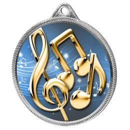 Music Notes Color Texture 3D Print Silver Medal