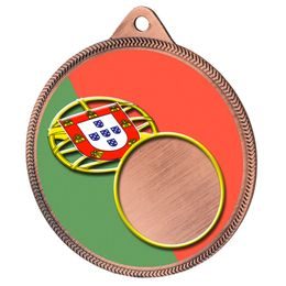 Portugal Flag Logo Insert Bronze 3D Printed Medal