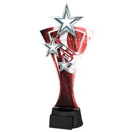 Red and Silver Triple Star Pistol Shooting Trophy