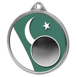 Pakistan Flag Logo Insert Silver 3D Printed Medal