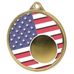 USA Flag Logo Insert Gold 3D Printed Medal