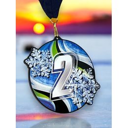 Rincon Black Acrylic Snowflake Medal