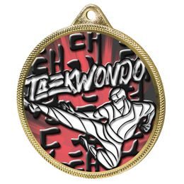 Taekwondo Color Texture 3D Print Gold Medal