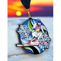 Rincon Black Acrylic Skiing Medal