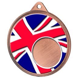 Union Jack Flag Logo Insert Bronze 3D Printed Medal