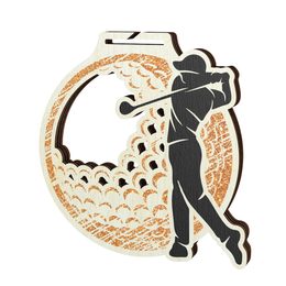 Acacia Male Golfer Bronze Eco Friendly Wooden Medal