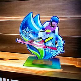 Cannes Printed Acrylic Women Skiing Trophy