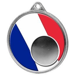 France Flag Logo Insert Silver 3D Printed Medal
