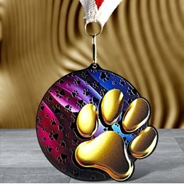 Rincon black acrylic Dog Paws medal